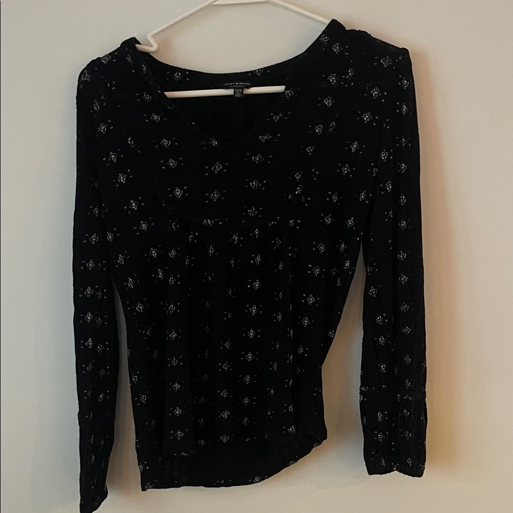 Lucky Brand Black Patterned Blouse